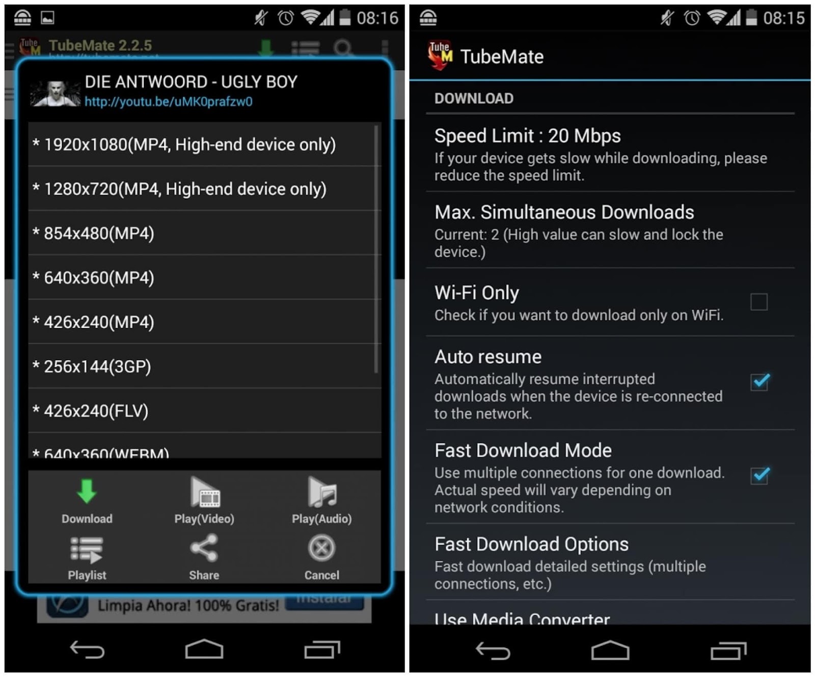 how use tubemate downloader for android